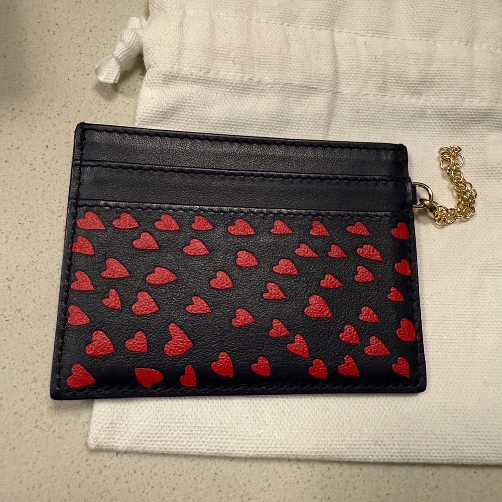 Christian Dior Black and Red Heart Card Holder